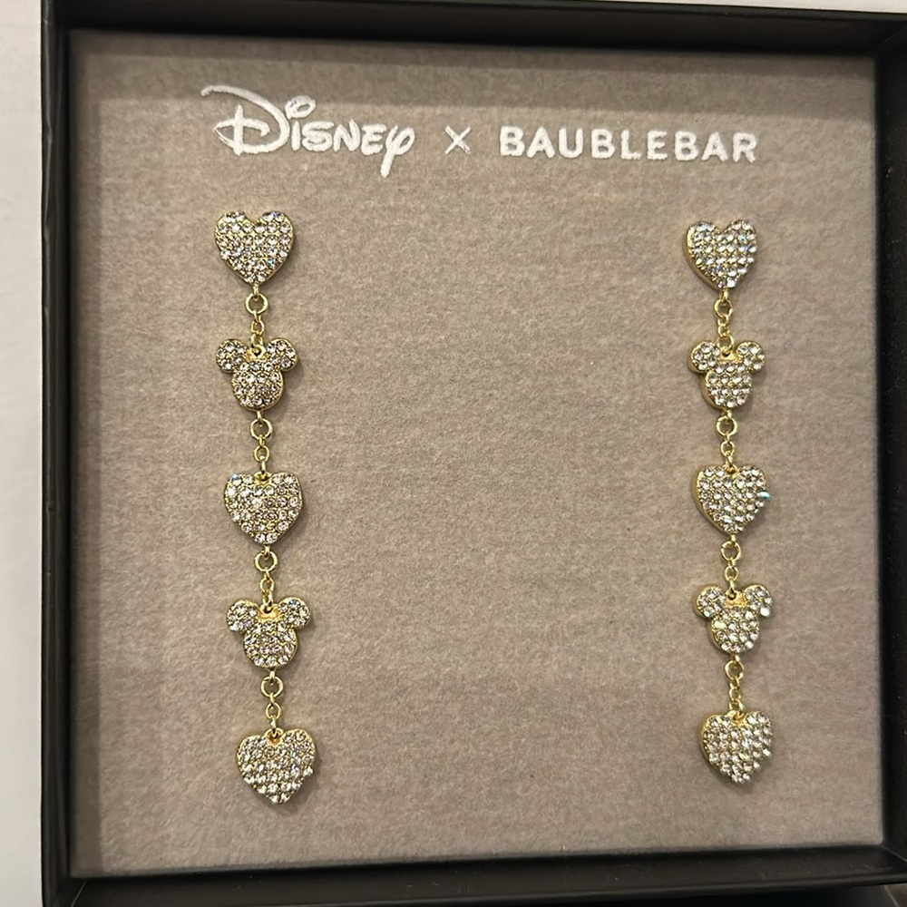 NWT Disney x Baublebar Mickey & Minnie Heart Earrings - Picture 3 of 4